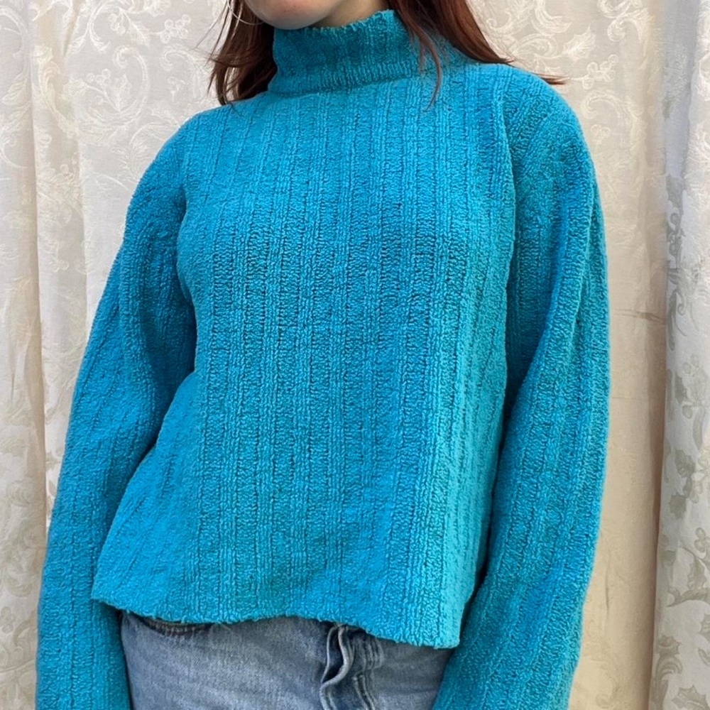 Blue Turtleneck Sweater